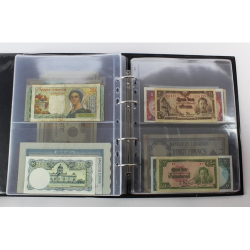 488 - World (88) collection in album including Algeria 5 Francs 1924, China 2 Yuan 1960, France 1000 Franc... 