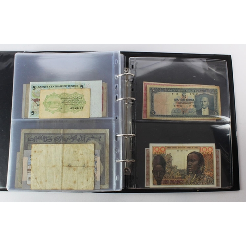 488 - World (88) collection in album including Algeria 5 Francs 1924, China 2 Yuan 1960, France 1000 Franc... 