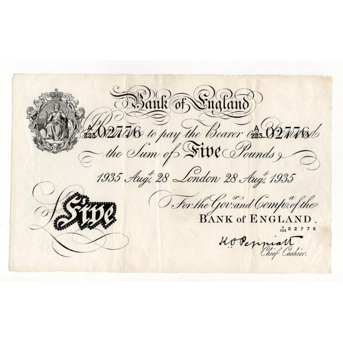 70 - Peppiatt 5 Pounds dated 28th August 1935, pre war London issue serial A/223 02776 (B241, Pick335a) V... 