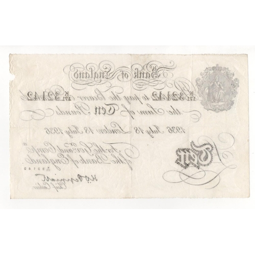 71 - Peppiatt BERNHARD note, 10 Pounds dated 18th July 1936, serial K/171 32142 (B242 for type) Bernhard ... 