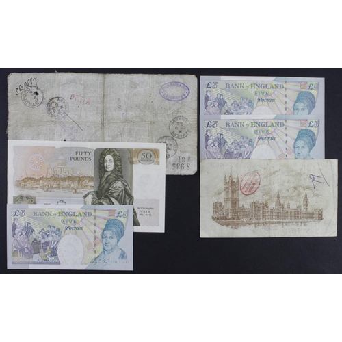 76 - Bank of England & Provincial (6), Warren Fisher 1 Pound (T31) annotations Fine+, Somerset 50 Pounds ... 