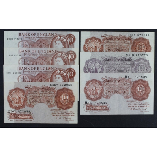 86 - Bank of England 10 Shillings (7), Catterns serial R41 474626 VF+, Peppiatt 1940 WW2 issue serial S91... 