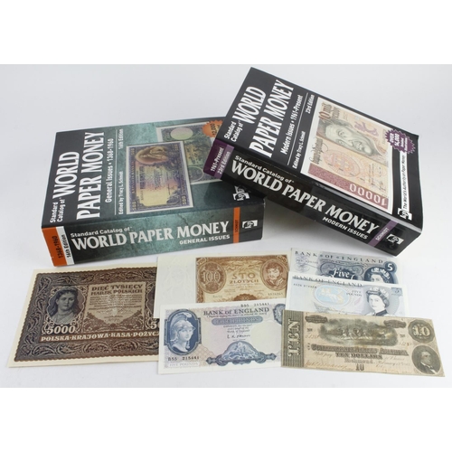 87 - Bank of England and World (6) plus BOOKS, Bank of England 5 Pounds O'Brien Lion & Key, Hollom 5 Poun... 