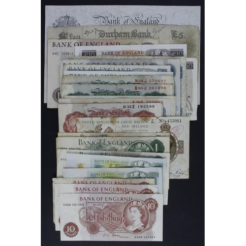 89 - Bank of England, Treasury & Provincial (28), including Warren Fisher 1 Pound, Beale white fiver, Dur... 