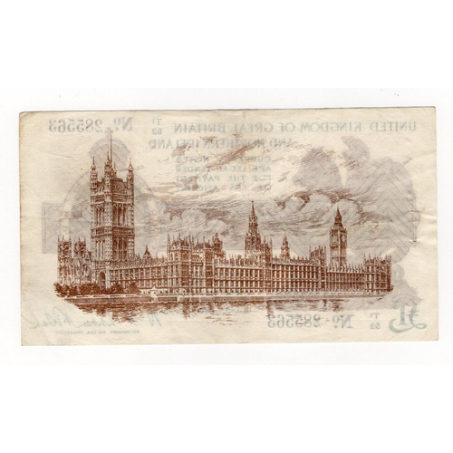 9 - Warren Fisher 1 Pound (T34) issued 1927, Great Britain & Northern Ireland issue, serial T1/52 285563... 