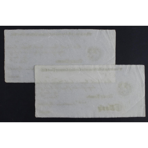 97 - Stourbridge and Kidderminster Banking Company Post Bills (2), a pair of unissued 20 Pounds Post Bill... 