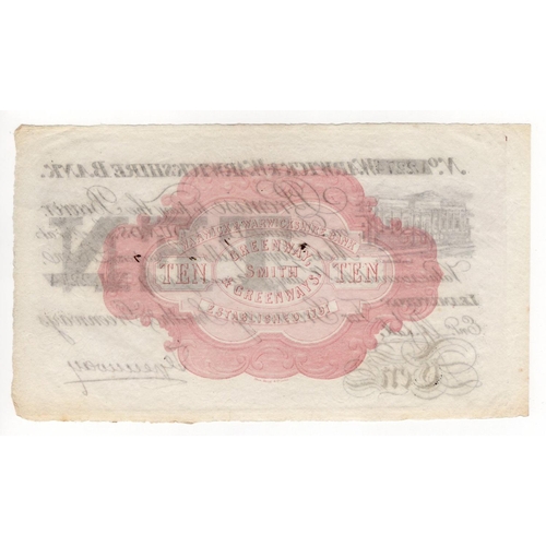 99 - Warwick & Warwickshire Bank 10 Pounds dated 1st January 1887, serial No. L2274 for Greenway, Smith &... 