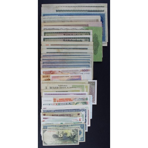 81 - Bank of England (6) plus a group of world notes, Peppiatt 5 Pounds dated 5th February 1945 about VF,... 