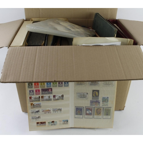 103 - Large & heavy box of m & u World stamps and covers. Five Jersey Presentation Packs Albums, GB Commem... 