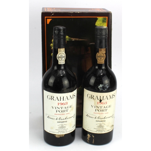 1095 - W & J Graham & Co, Oporto, Portugal Vintage Port Wine Finest Reserve 1963, two bottles (2)