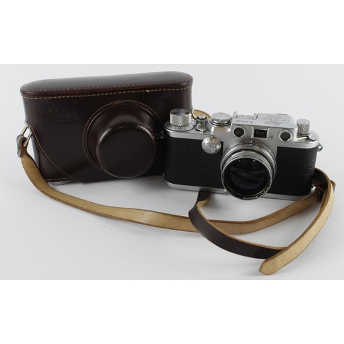 1107 - Leica IIIf Ernest Leitz Wetzlar DRP camera (no. 648468), with Summitar f=5cm 1:2 lens (no. 913770), ... 