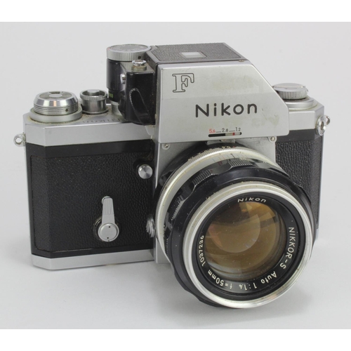 1115 - Nikon F Photomic camera (serial no. 7147866), with Nikkor S Auto 1:1.4 f=50mm lens (1037236), appear... 