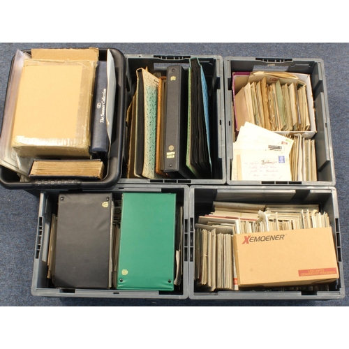 118 - Plastic crates packed with various material including Stamps, postal stationary, covers, ephemera, m... 