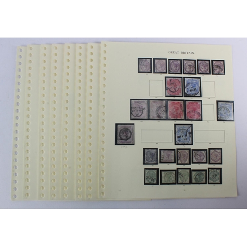 2 - GB - 1855-1884 QV surface printed collection used on leaves, includes better stamps and Plate No's. ... 