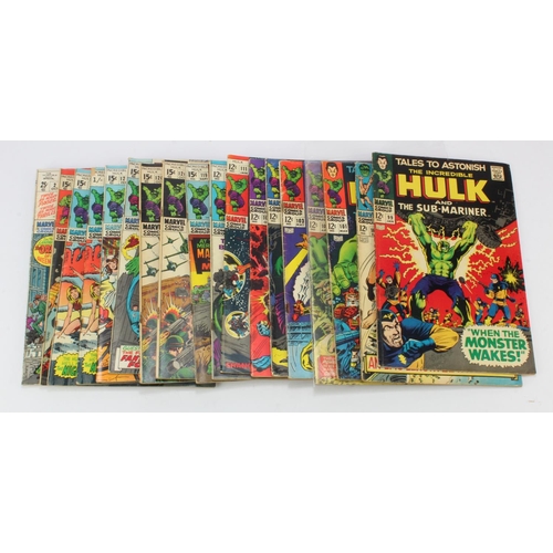 608 - Incredible Hulk. A collection of eighteen Tales to Astonish / Incredible Hulk comics, published Marv... 