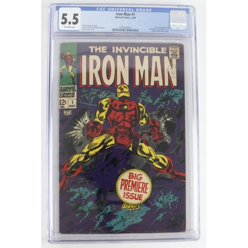 610 - Iron Man. The Invincible Iron Man comic, no. 1, 1968, CGC Graded 5.5. Story continued from Iron Man ... 