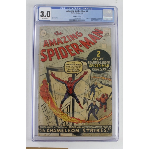 615 - Spider Man. The Amazing Spider Man Comic, no. 1, 1963, pence copy, CGC Graded 3.0. 1st app. of J. Jo... 