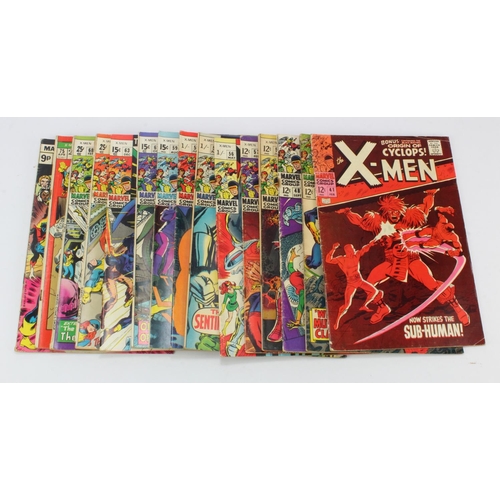 616 - X Men. A collection of fifteen X-Men comics, published Marvel, circa 1967-75, comprising nos. 41, 45... 