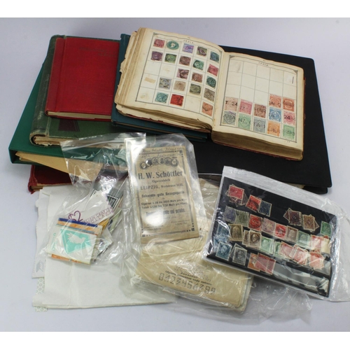 64 - Box of various World material in binders and old album (very little GB).  Qty  (Buyer collects)