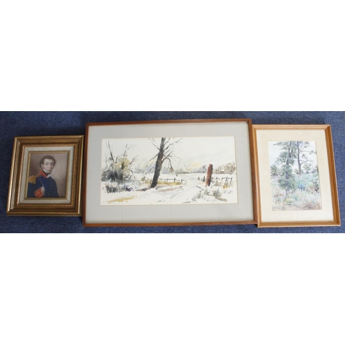 676 - Watercolours. Eight framed & glazed watercolours, etc., depicting various subjects including Guernse... 