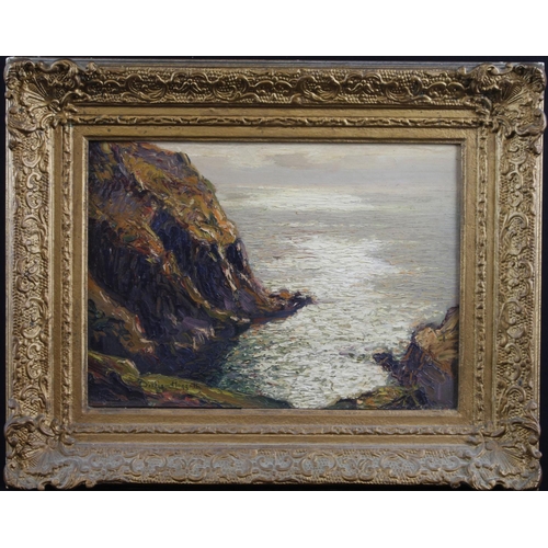 679 - William Hoggatt R. I. (1879-1961). Oil on board, titled 'Bay Fine' (Isle of Man), signed by artist t... 