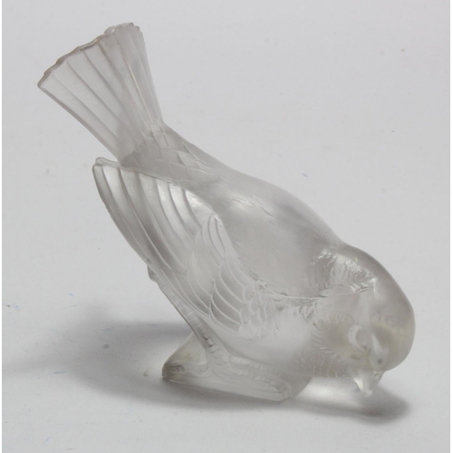 692 - Lalique. A glass sparrow figure, incised signature to base 'R. Lalique', height 95mm approx.