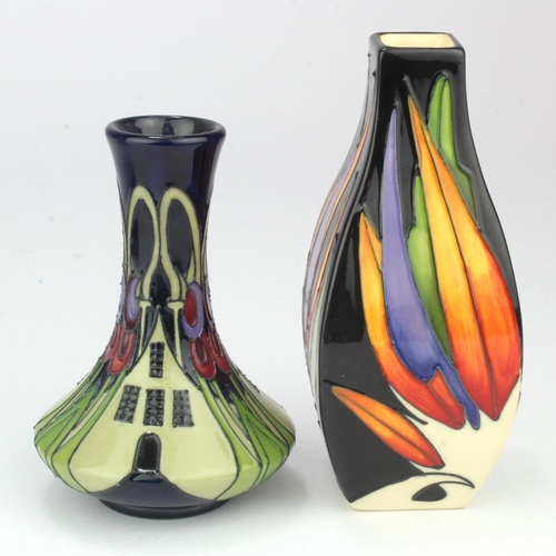 699 - Moocroft. Two small Moorcroft vases, including 'Hamlet' pattern, makers marks to base of each, large... 