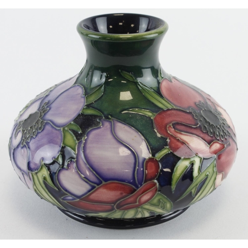 701 - Moorcroft 'Anemone Tribute' pattern squat vase, designed by Emma Bossons, dated 2003, makers marks t... 