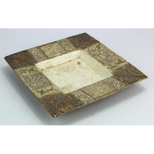 753 - Troika pottery square dish, signed to base 'Troika Cornwall AB' (Alison Brigden), diameter 33.5cm ap... 