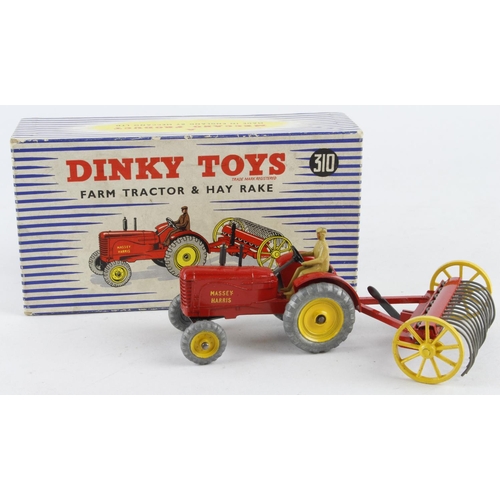 806 - Dinky Toys, no. 310 'Farm Tractor & Hay Rake', with inner card insert, contained in original box