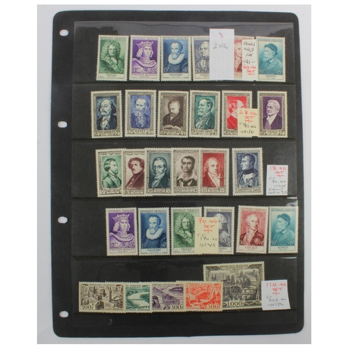 91 - France mint range on hagner sheet, with better Charity sets, and Air set mint, PTS @ £280+. (29)