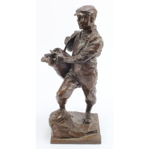 651 - James Butler RA (1931-2022). Bronze, titled 'The Caddy', depicting a gentlman carrying a bag of golf... 