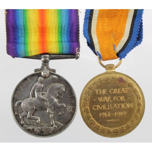 1043 - BWM & Victory Medal to (RMA 15335 GR B W C Cox). Born Stalham, Norfolk.  (2)