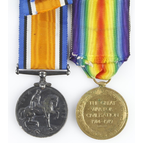 1044 - BWM & Victory Medal to 2530 Pte A E Woolley Herts Yeomanry.