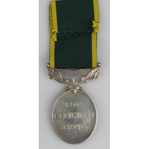 1096 - Efficiency Medal GVI with Territorial clasp (T.2027573 Pte A E Ridgway RASC)