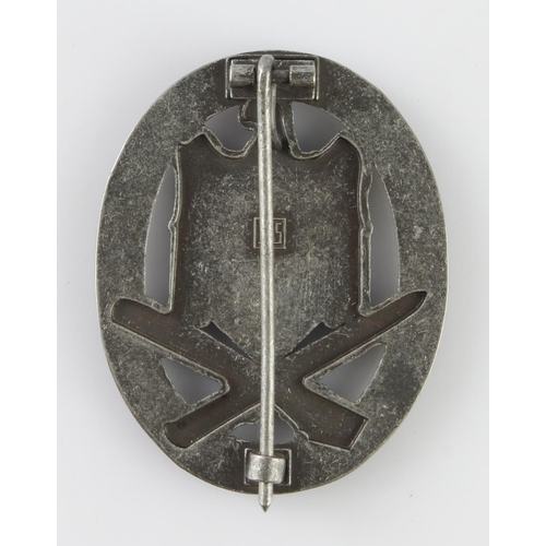 1190 - German General Assault badge, JFS maker marked, white metal grade.