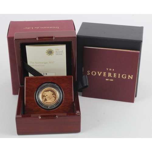 129 - Sovereign 2017 Proof FDC boxed as issued