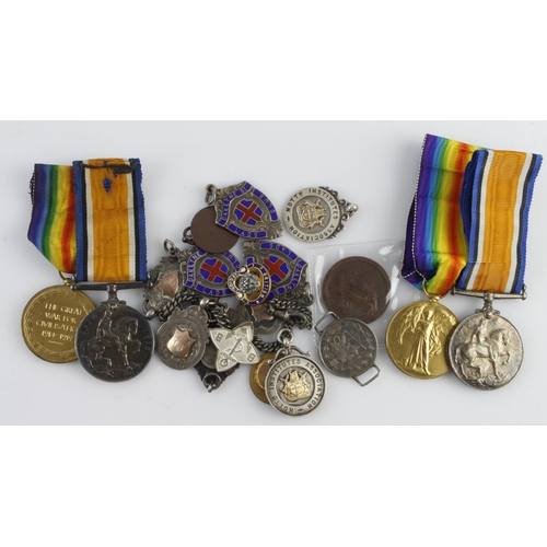 1440 - Nottingham family medals - BWM & Victory Medal (997 Pte S Wesson Rifle Brigade), BWM & Victory Medal... 