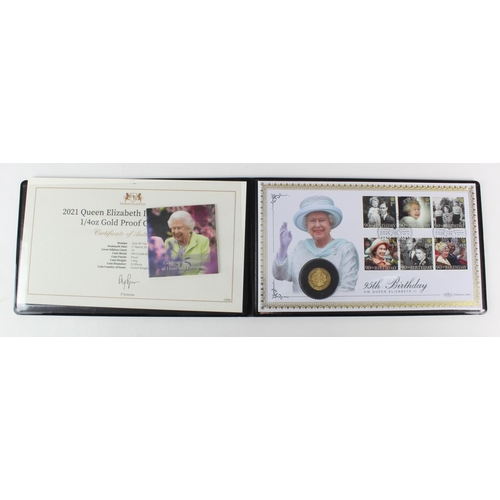 151 - Twenty Five Pounds 2021 (1/4 oz) gold Proof. FDC in a 