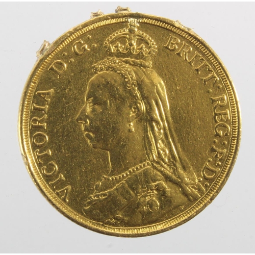 153 - Two Pounds 1887 cleaned ex-mount GF