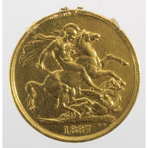 153 - Two Pounds 1887 cleaned ex-mount GF