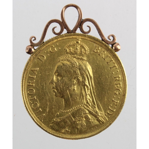 156 - Two Pounds 1887 VF, mounted at top, ex-jewellery, ideal space filler