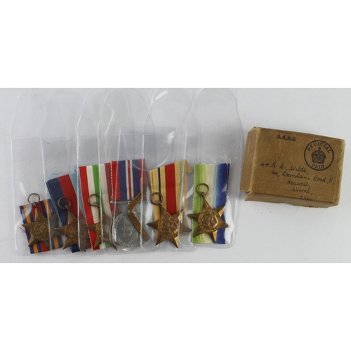 1581 - WW2 group for 1082650 R C Wilde Merchant Navy. Boxed group 1939-45 Star, Atlantic Star + France & Ge... 