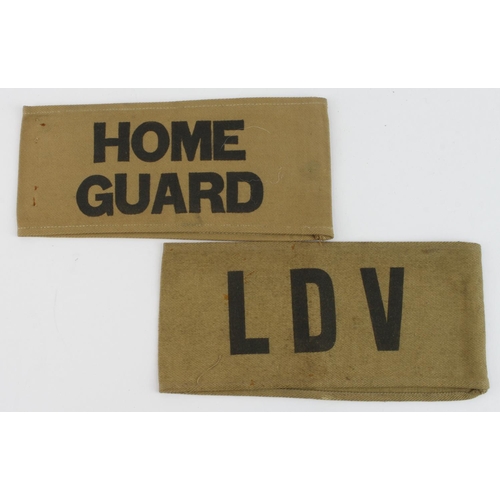 1586 - WW2 Home Guard and LDV arm bands both original.