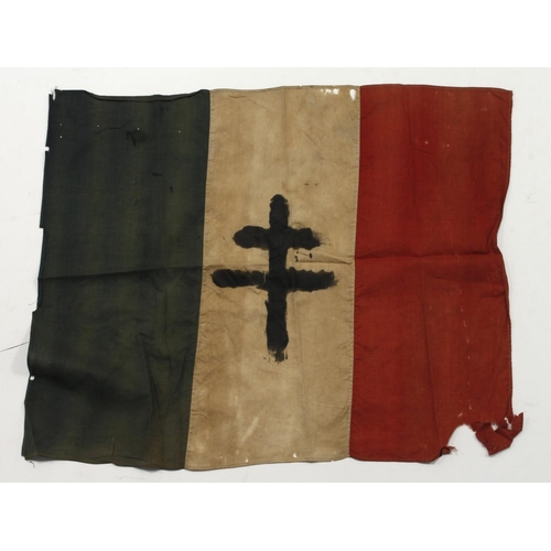 1603 - WW2 scarce French Resistance flag found in the attic of a house in Paris some stains holes and small... 