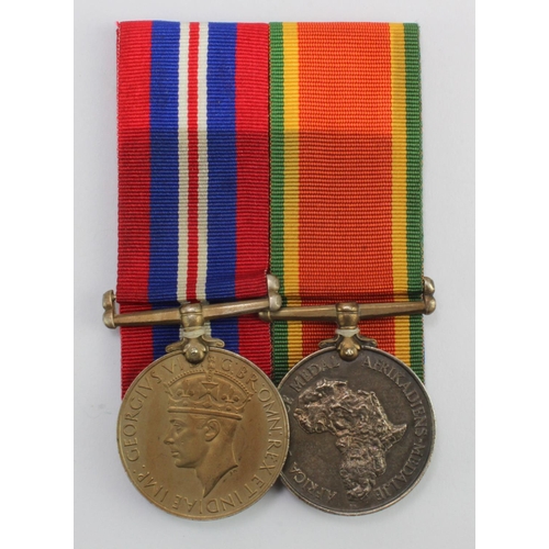 1606 - WW2 South African medals to a female (W163472 S M Reid) 1939-45 War Medal, and Africa Service Medal ... 