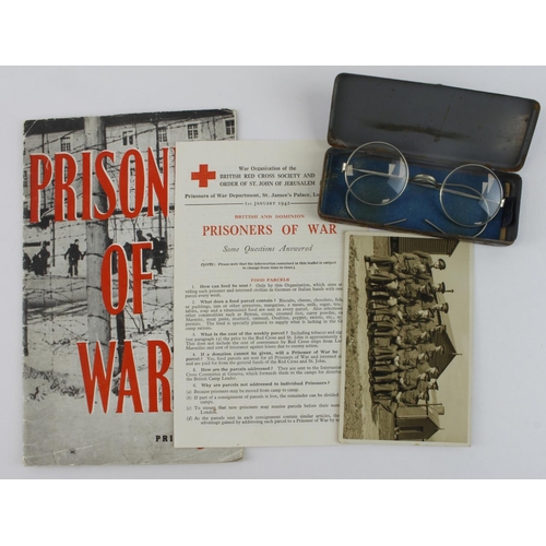 1607 - WW2 unusual POW items, Pair of German Army issue glasses in metal case which were given to a British... 