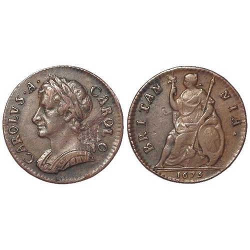 175 - Farthing 1675 nVF, surface flaw obv.