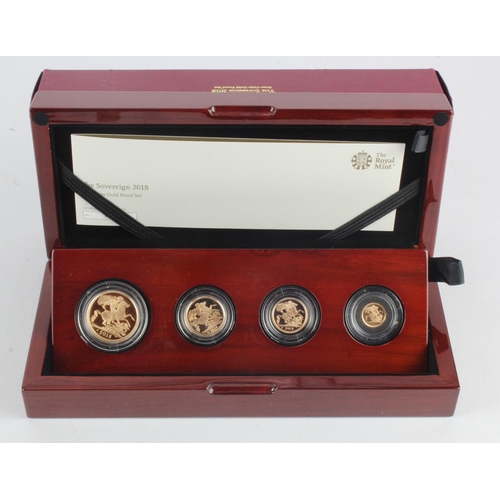 18 - Four coin set 2018 (Two Pounds, Sovereign, Half Sovereign & Quarter Sovereign) FDC boxed as issued