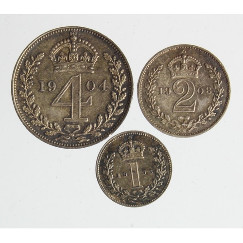 200 - Maundy oddments (3) 4d 1904, 2d 1908 & 1d 1908. GEF